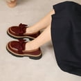 thumbnail image 2 of Women Patent Leather Round Toe Loafers, Bow Accent Chunky Heel Platform Casual Shoes, 2 of 6