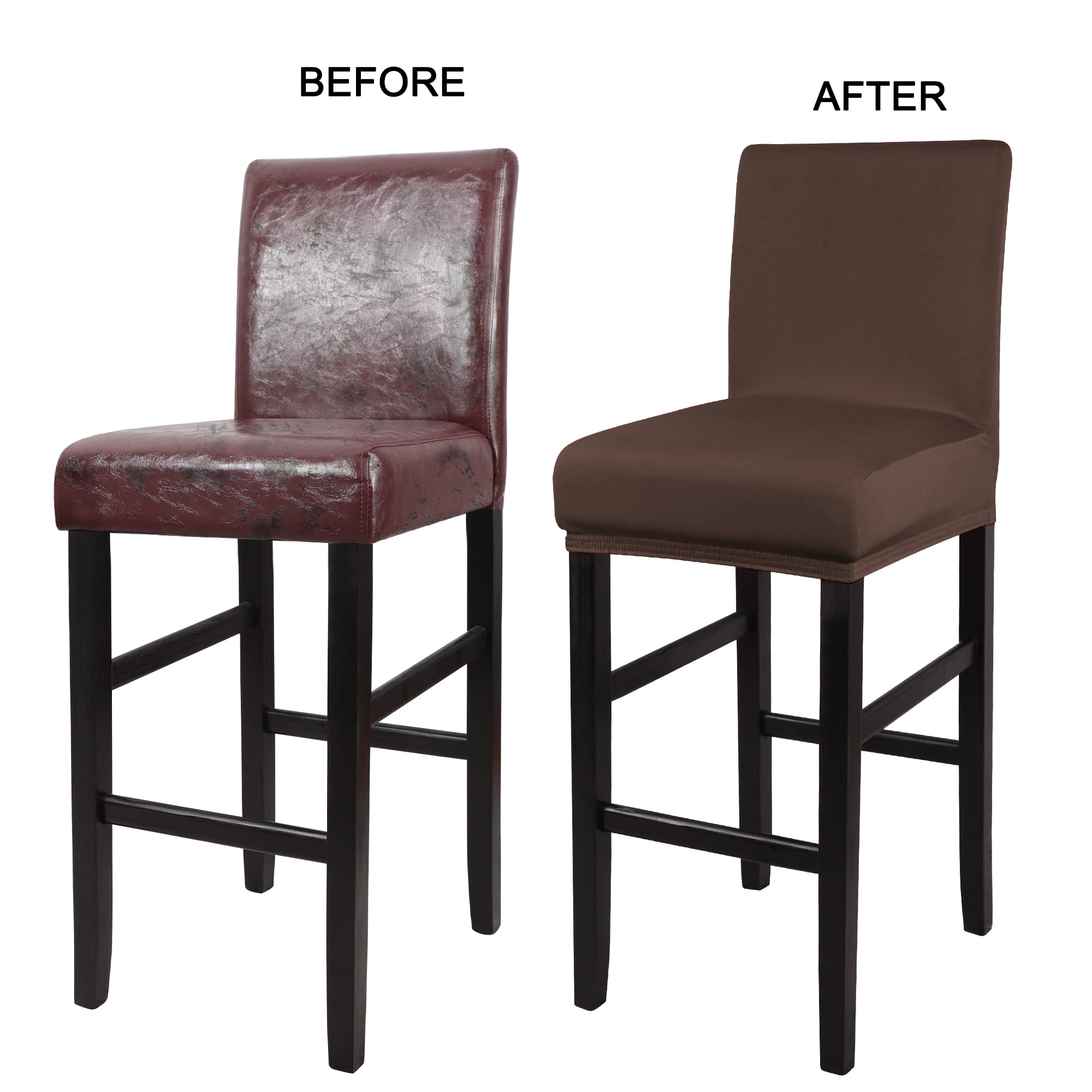 Unique Bargains Bar Stool Covers Counter Height Side Chair Slipcover Dark Brown 4 Pcs