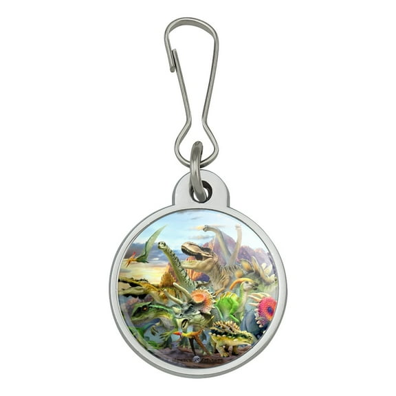 Dinosaurs Jurassic Dinosaurious Stampede Jacket Handbag Purse Luggage Backpack Zipper Pull Charm