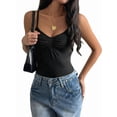 thumbnail image 2 of Women Y2K Sweetheart Neck Sleeveless Crop Tank Tops Backless Pleated Bustier Camis Going Out Top Black XL, 2 of 7