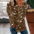 thumbnail image 2 of LEAVINGSUO Winter Clothes Clearance for Women Long Sleeve Fashion Women Print Long Sleeve Comfortable Breathable Round-Neck Shirt Tops Brown M, 2 of 7