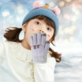 thumbnail image 4 of Dyfzdhu Children Baby Boys Girls Winter Warm Skiing Gloves Kids Cartoon Fleece Knitted Full Finger Mittens Gloves Grey, 4 of 4