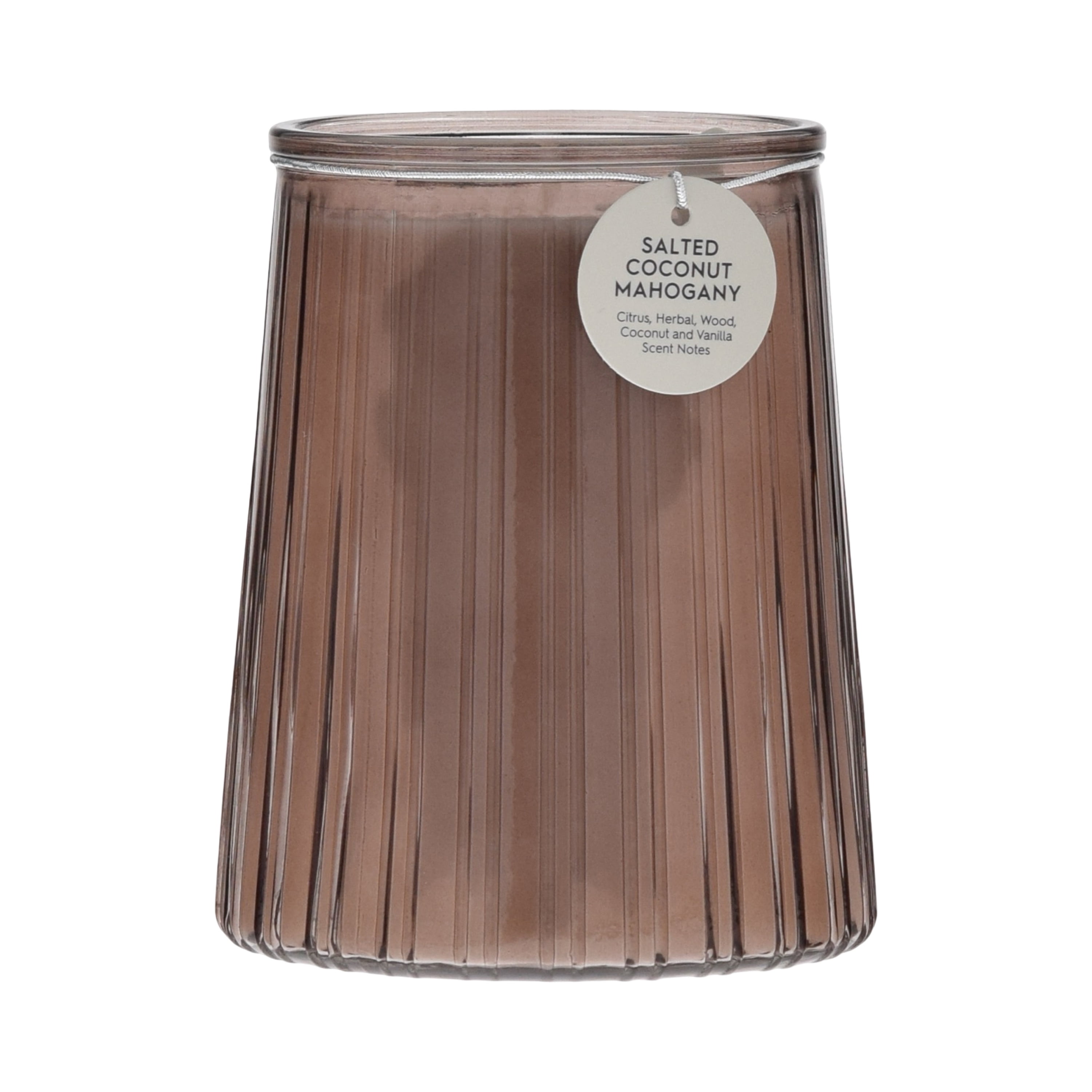 Better Homes & Gardens Salted Coconut Mahogany Scented 1-Wick 16.1oz Ribbed Jar Candle