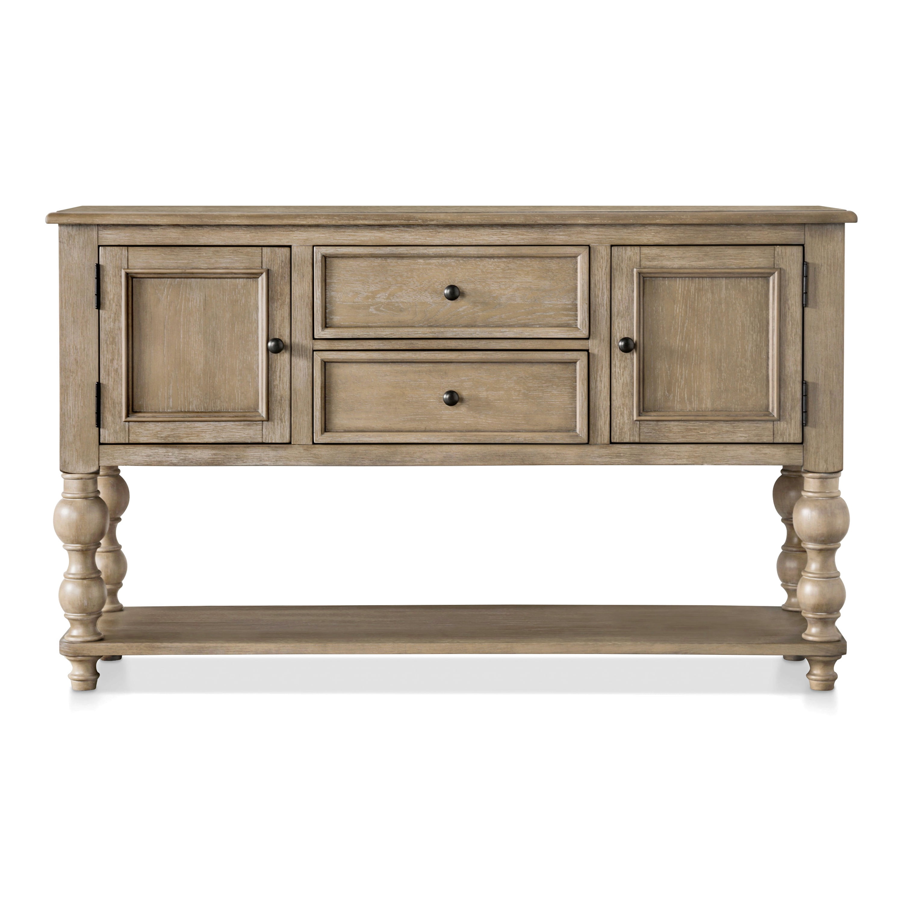 Furniture of America Lociste Modern Farmhouse Multi-Storage Solid Wood Server, Light Washed White