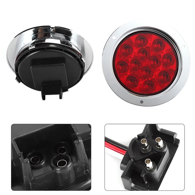 Luces Traseras Camión, Para Camión 2 Uds 4 Pulgadas 12LED Luces Traseras De Freno De Camión Lámpara De Señal De Giro Trasera Roja Redonda 12V Ccdes Otros