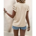 thumbnail image 6 of Women'S Eyelet Embroidery Blouse V Neck Button Down Shirt Flounce Short Sleeve Top with Cutout Detail M, 6 of 9