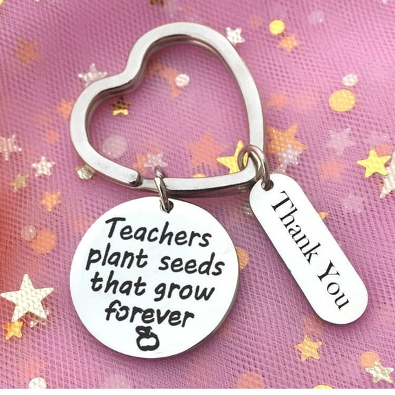 Teacher Appreciation Gift Keychain Stainless Steel Pendant English Teacher Present and Inspirational Thank You Keepsake
