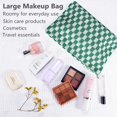 Checkered Makeup Bag Set of 2 Large Cosmetic Bag with Makeup Brush Bag