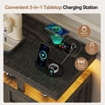 thumbnail image 4 of Gurexl LED Farmhouse Sideboard Buffet Cabinet with Storage, Wood Coffee Bar Station Table w/Charging Station, Large Kitchen Storage Cabinet w/Adjustable Shelf and 3 Drawers (Dark Rustic Oak), 4 of 9