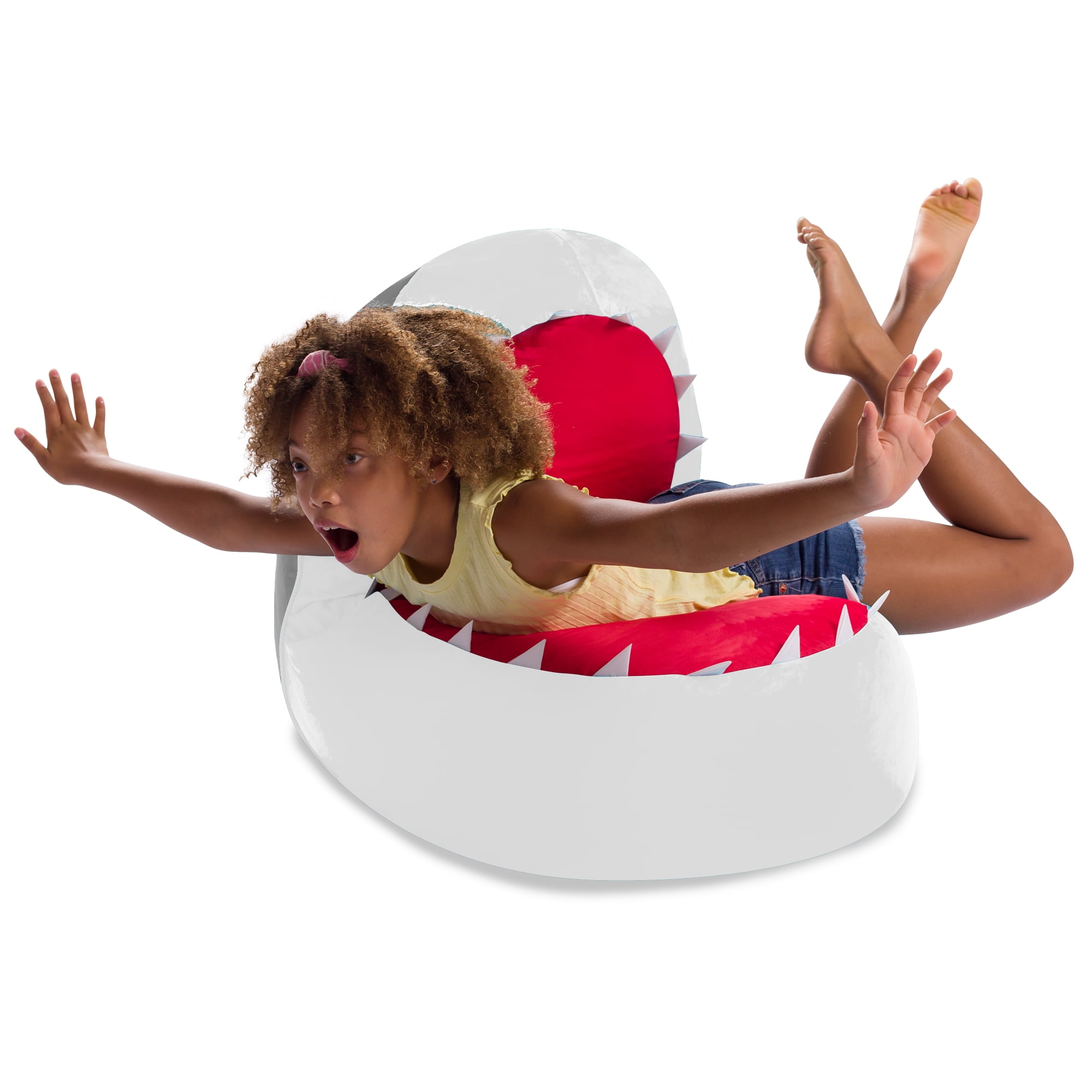 Posh Creations Bean Bag Chair Cover, Soft Shark Lounger, Kids, 2.5 ft, White