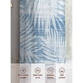 thumbnail image 5 of Sheer Curtains 63 Inches Long 2 Panels, Summer Bohemia Blue Palm Leaves Rod Pocket Curtain Voile Draperies, Coastal Tropical Plants Light Filtering Window Treatment for Living Room Kitchen Bedroom, 5 of 8