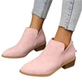 thumbnail image 2 of Willtoo Women's Ankle Boots Low Heels Chunky Fashion Zipper Dressy Booties for Women Pointed Toe Slip On Dress Short Shoes Pink, 2 of 5