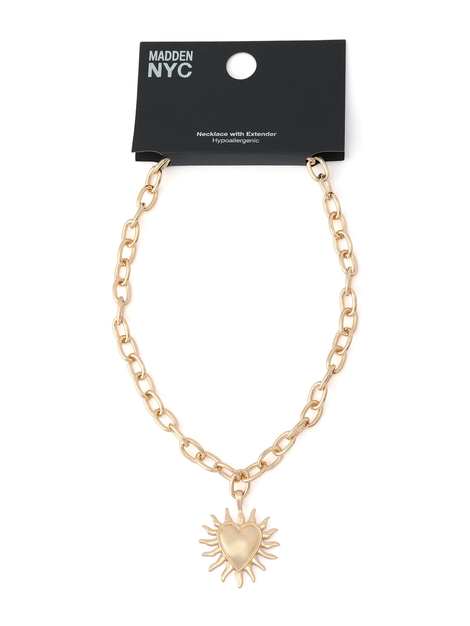 Madden NYC Women's Fashion Gold-Tone Heart-Sun Pendant Necklace