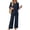 18#Navy, variant on Two Piece Sets for Women 3/4 Length Sleeve Lounge Sets Summer Spring Vacation Travel Outfits Fashion Clothing Black M