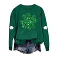 thumbnail image 3 of Ohufall St Patricks Day Shirt Women Crewneck Sweatshirt Shamrock Long Sleeve Shirt Irish Lucky Four Clover Sweater Spring Pullover Tops, 3 of 5