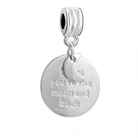 Moon Face Charm - SEXY SPARKLES I love you to the moon and back Charm spacer bead European Compatible Charm for Snake Chain bracelet & necklace