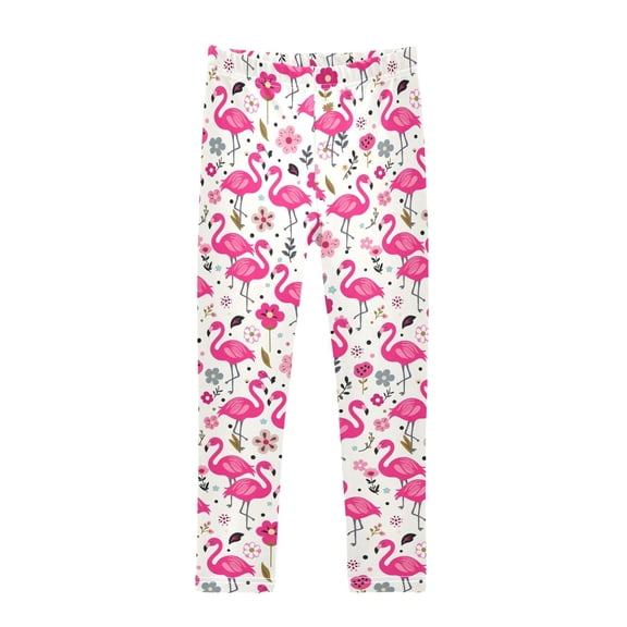 Flamingo Flower Printed Leggings Yoga Pants for in 4t to 10t