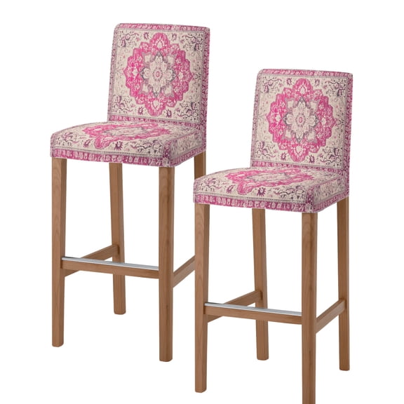 Boho Pink Bar Stool Covers Set of 2, Middle Century Boho Geometric Abstract Southwestern Stretch Bar Chair Covers with Backs, Removable Pub Counter Height Chair Cover for Kitchen Dining Room Cafe