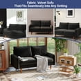 thumbnail image 2 of Koby Home 58" Loveseat Sofa Couch - Velvet Comfy with Wood Legs for Living Room Black, 2 of 8