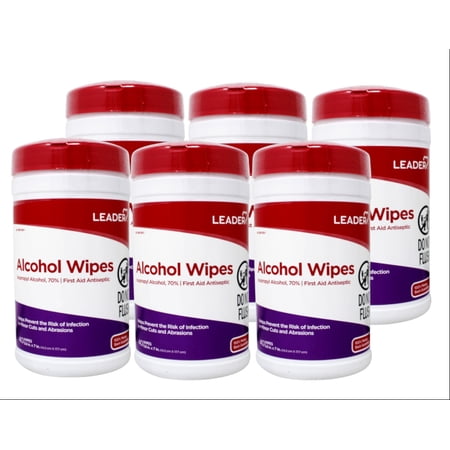 Leader Isopropyl Alcohol 70% Wipes, First Aid Antiseptic, Helps Prevent the Risk of Infection, 40 Count - 6 Pack