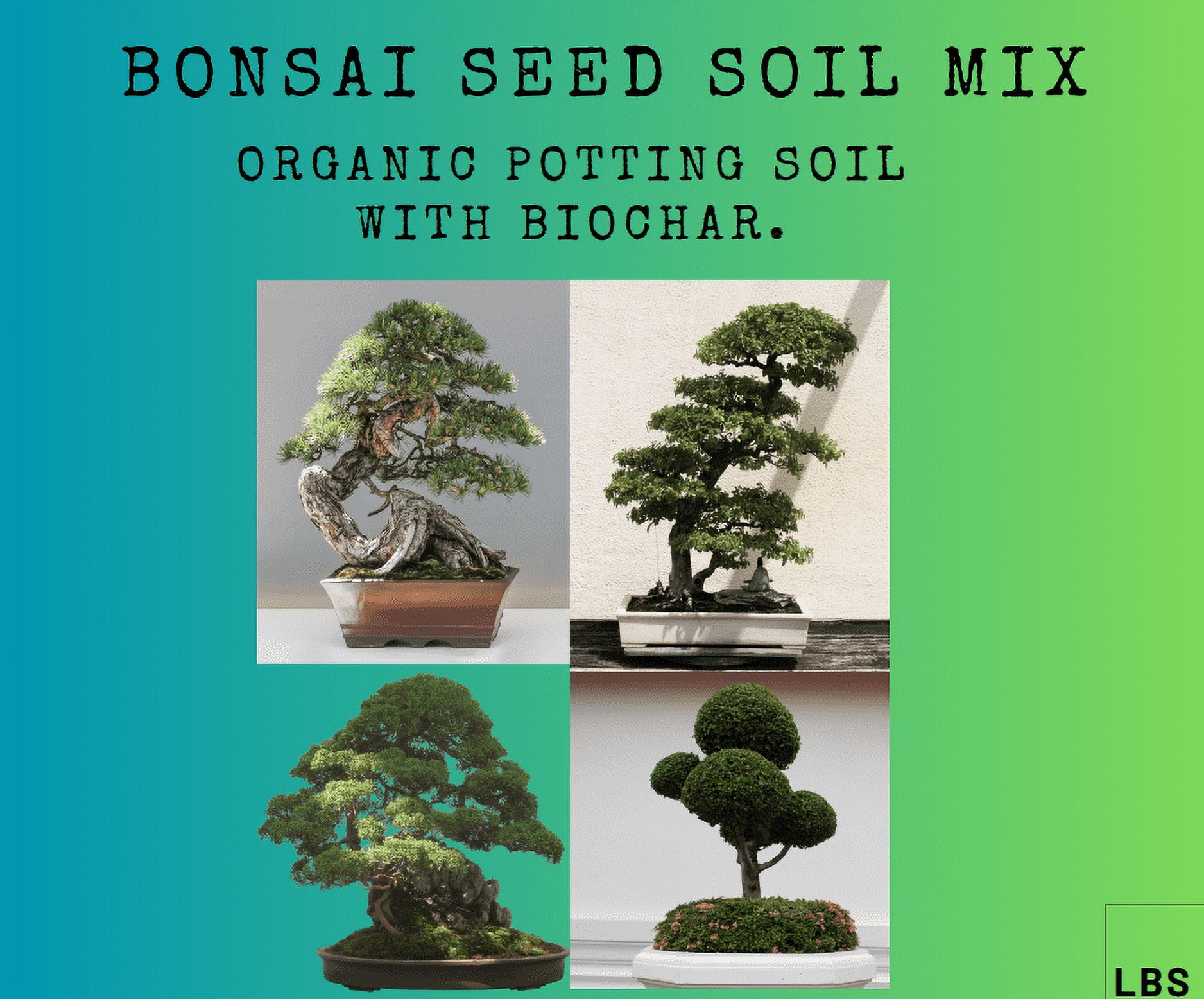 Bonsai Tree Seed Soil, Organic Potting Soil Mix with Biochar Flakes, 2 Pounds