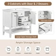 thumbnail image 3 of Clearance! 36" Bathroom Vanity with Ceramic Basin, Two Cabinets and Drawers, Open Shelf, Solid Wood Frame, White, 3 of 9