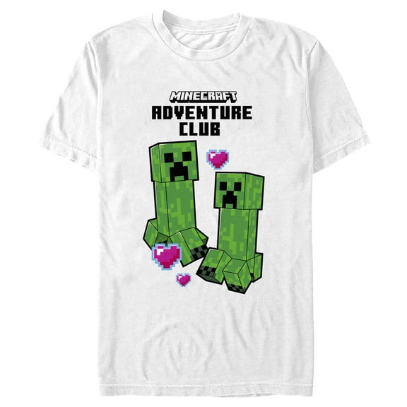 Men's Minecraft Adventure Club Creeper Hearts  Graphic Tee White Large