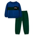 thumbnail image 2 of Boys Clothes Outfits Toddler Long Sleeve Color Block Sweatshirt and Cargo Pants Fall Winter 2PCS Set 2-8 Years, 2 of 7