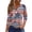 Multicolor, variant on Women's Patriotic Star Print 250th Anniversary USA Shirt V-Neck Button 3/4 Sleeve T-Shirt