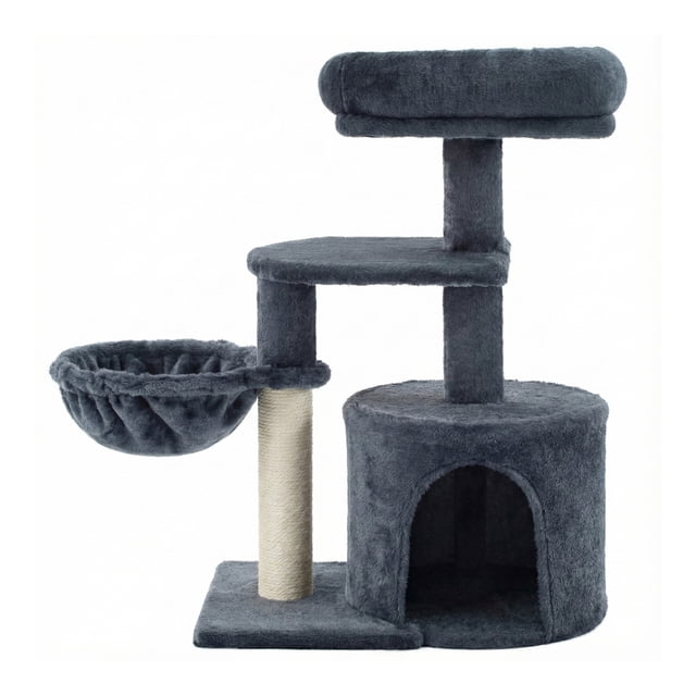 Árbol Rascador Pequeño para Gatos con Poste Rascador, Gris Oscuro