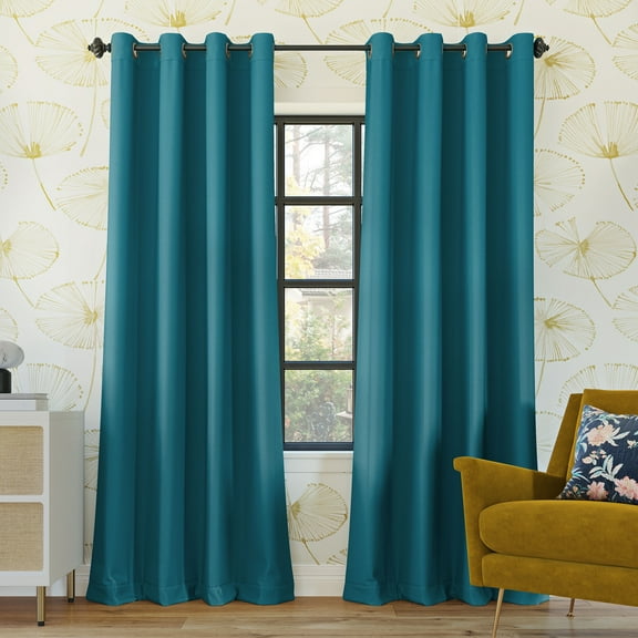 Sun Zero Oslo Extreme 100% Blackout Grommet Curtain Panel, 52"X84", Teal, 1-Piece Single Panel