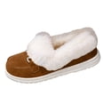 thumbnail image 6 of Women's Cozy Furry Slip on Boots Winter Warm Plush Lined Walking Loafers Suede Warm Cozy Flat Mules Shoes Brown Size 9, 6 of 6