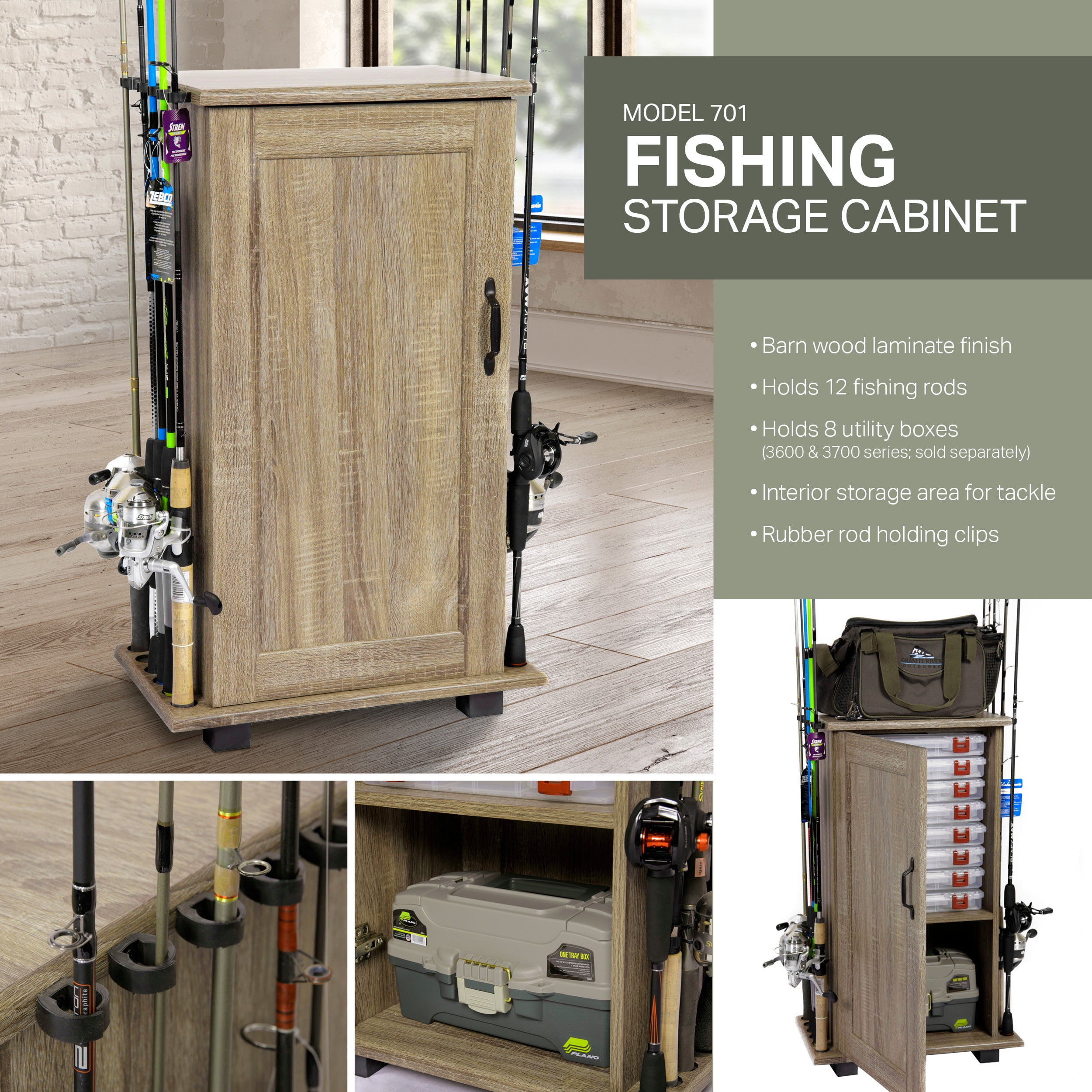 American Furniture Classics 12 Rod Fishing Storage and