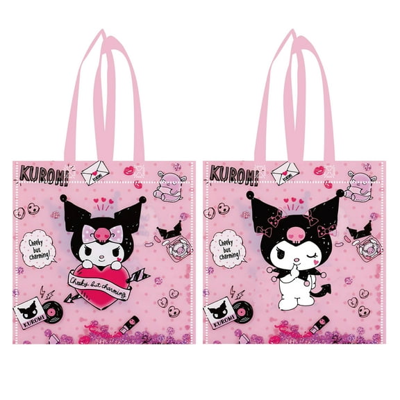 12 Pcs Kuromi  Party Favor Bags Pink Reusable Non-Woven Bags Kuromi  Gift Tote Bags Goodie Treat Candy Bags forParty Kids Birthday Party Baby Shower