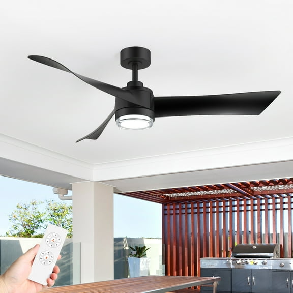 ALKAFY 54 inch Modern Ceiling Fan with LED Light - 3 ABS Blades, 18W Adjustable Color Temperature, Remote for Bedroom, Living Room