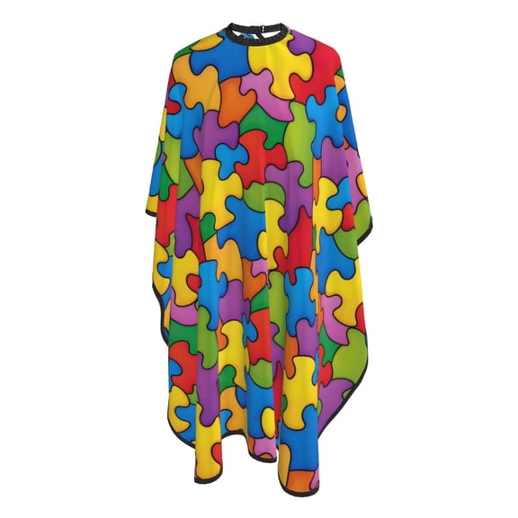 Autism Awareness Puzzle Piece Pattern Barber Cape Adjustable Hair Cutting Salon Cape for Unisex, Perfect for Men Women 66”× 55”