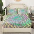 thumbnail image 3 of Animal Bed Sheets Set Silver Zebra Print Queen Size Sheet Sets, Girly Sparkle Sheets Rainbow Swirl Spiral Bed Set, Aesthetic Gradient Ombre Flat Sheet Glitters Decor, 3 of 6