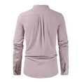 thumbnail image 3 of Rigardu mens shirts shirt for men men's t-shirts men's dress shirts Men's Casual Solid Color Shirt Long Sleeve Half Cover Button Collarless Top Pink+L, 3 of 3