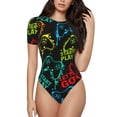 thumbnail image 2 of Picia Play Game Start Womens One Piece Swimsuits Modest Tummy Control Bathing Suits Lace Up Slimming Swim Suit-Small, 2 of 9