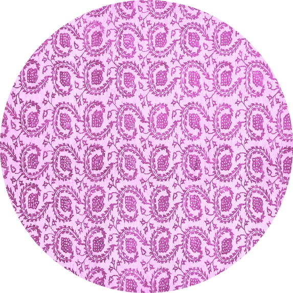 Ahgly Company Indoor Round Abstract Purple Modern Area Rugs, 4' Round