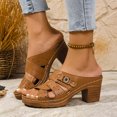 thumbnail image 2 of SACFOF Womens Open Toe Sandals Summer Casual Non Slip Slippers Orthopedic Chunky Low Heels Open Toe Casual Summer Dressy Walking Beach Slippers Hollow Out Shoes, 2 of 6