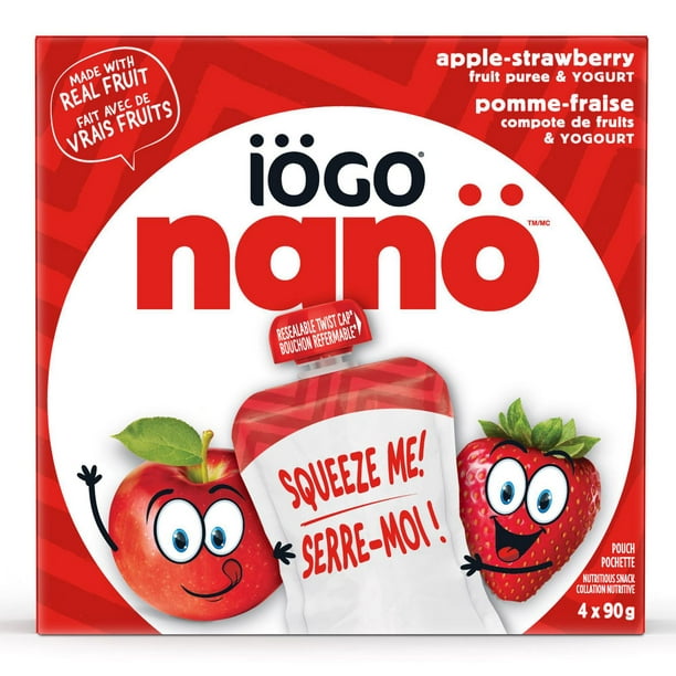 Collation pomme-fraise et yogourt en pochette Iögo nanö