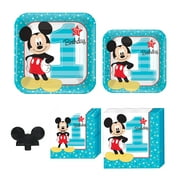 Party City Mickey Mouse 1st Birthday Party Kit, Include Plates, Napkins, Table Covers, and More