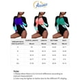 thumbnail image 4 of Womens Color Block Print One Piece Swimsuit Zip Front Long Sleeve Rash Guard Surfing Swimsuit Swimwear, 4 of 4