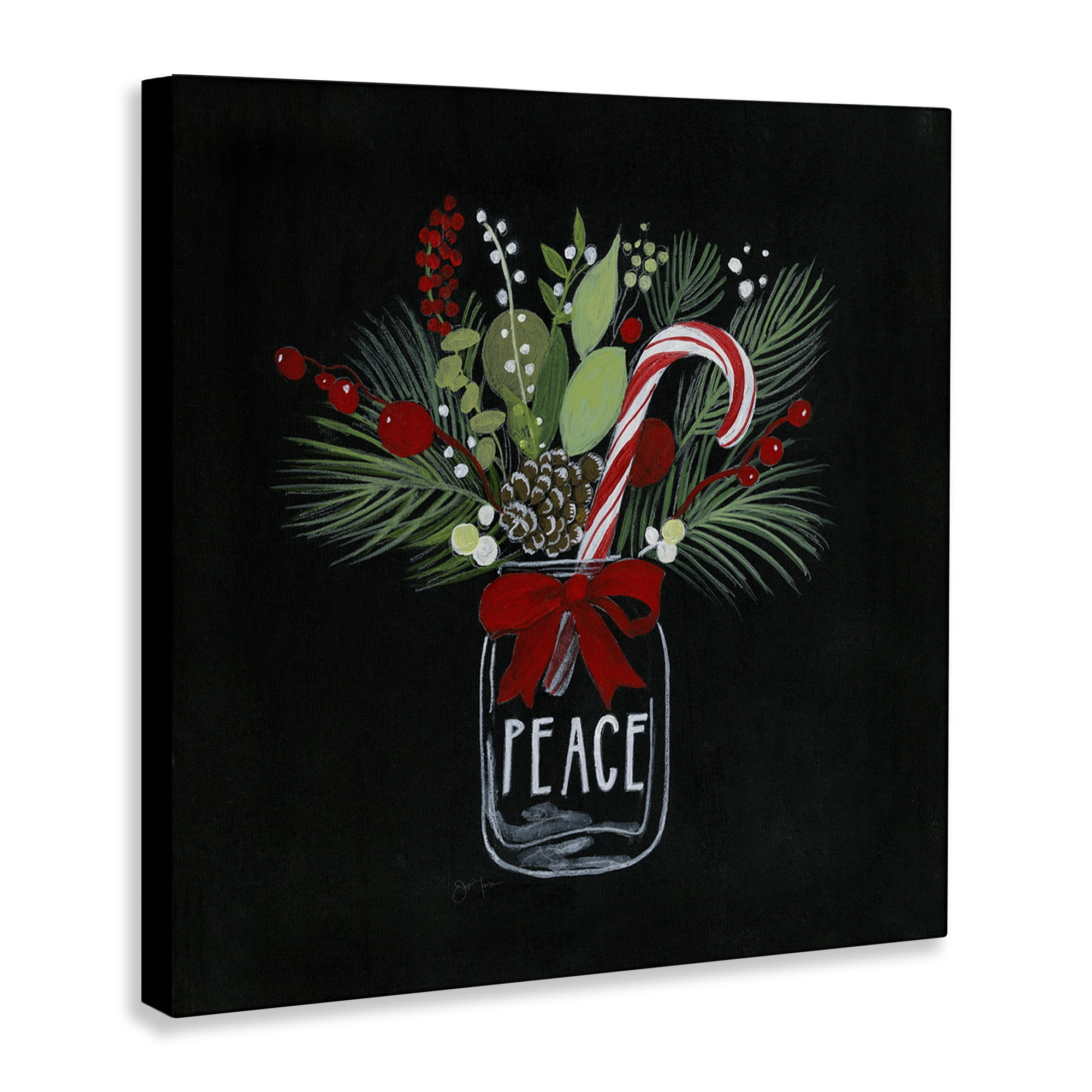 Stupell Industries Peace Candy Cane Jar Holiday Painting Gallery Wrapped Canvas Art Prints Wall Art, 36 x 36