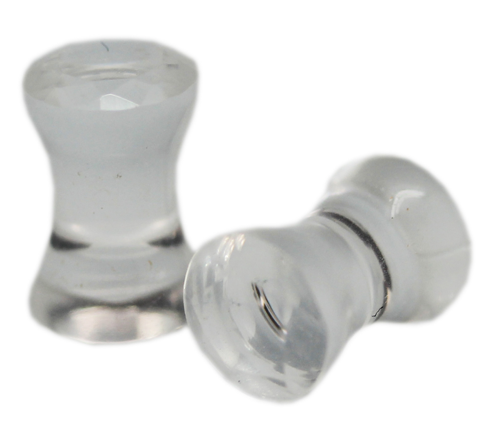 Clear Crystal Double Flared Ear Plug (6 mm, 2 Gauge) 2 Piece