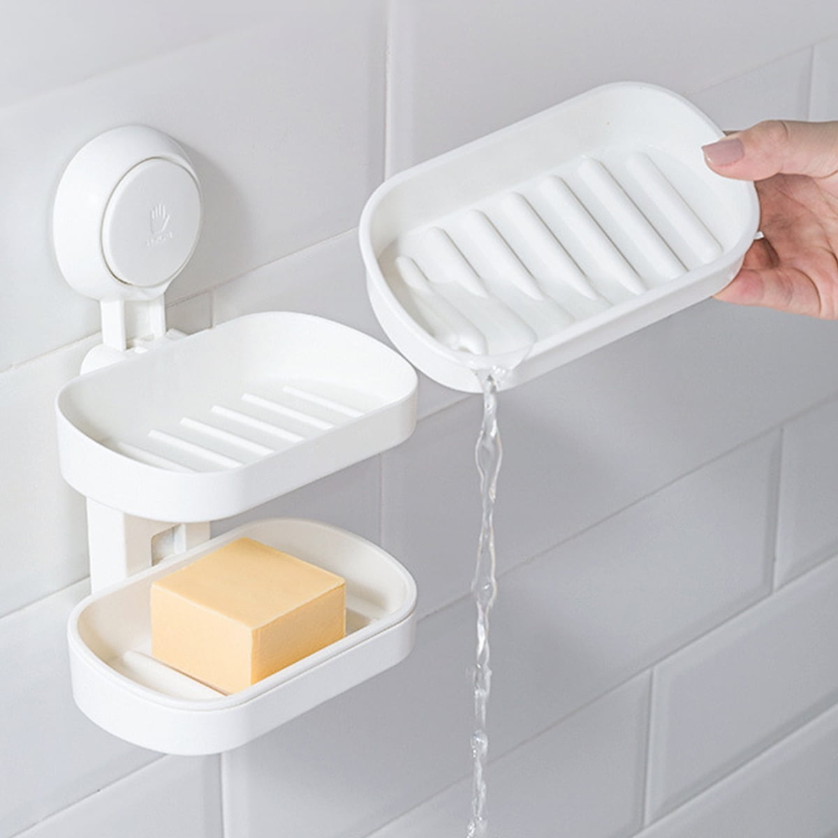 2/3 Layers New Version Super Powerful Self-Adhesive Soap Dish Holder for  Bathroom Shower and Kitchen Wall Mounted Rotatable Soap Holder Saver Box  Storage by TZUTOGETHER 