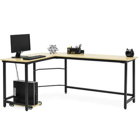 Best Choice Products Modern L-Shaped Corner Desk w/ CPU Stand - Light
