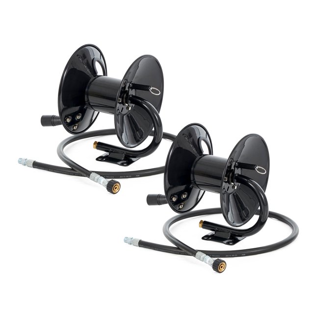 Apache Steel Pressure Washer Reel for 50' Hose with Pump, Black (2 Pack)