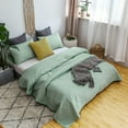 thumbnail image 5 of KASENTEX Coverlet Quilt Set-Pre Washed-Luxury Microfiber Soft Warm Bedding-Solid Colors Bedspread-Contemporary Floral Design, Oversized Queen + 2 Standard Shams, DEEP CALDERON GREEN, 5 of 6